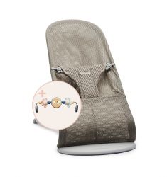 BabyBjörn Lehátko Bouncer Bliss Grey beige Mesh s hračkou Googly Eyes Pastel