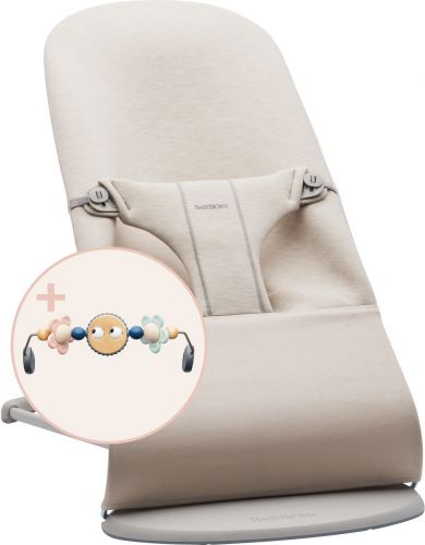 Babybjorn lehátko Bliss Light Beige 3D Jersey s hračkou Googly Eyes Pastel