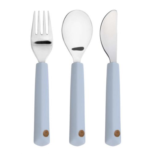 Lässig Dětský příbor Cutlery with Silicone Handle 3pcs Happy Rascals Smile sky blue