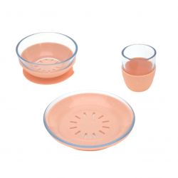 Lässig Set nádobí Dish Set Glass/Silicone apricot