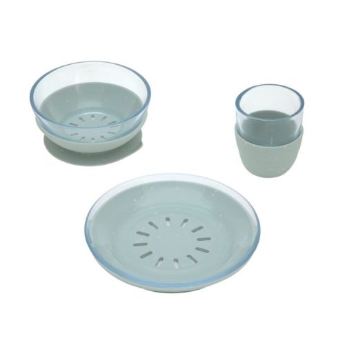 Lässig Set nádobí Dish Set Glass/Silicone blue