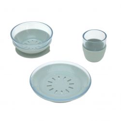 Lässig Set nádobí Dish Set Glass/Silicone blue