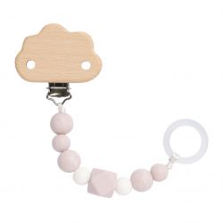 Lässig Klip na dudlík Soother Holder Wood/Silicone Little Universe cloud powder pink