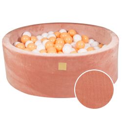MeowBaby Suchý bazének s míčky 90x30cm s 200 míčky, meruňková: bílá, oranžová