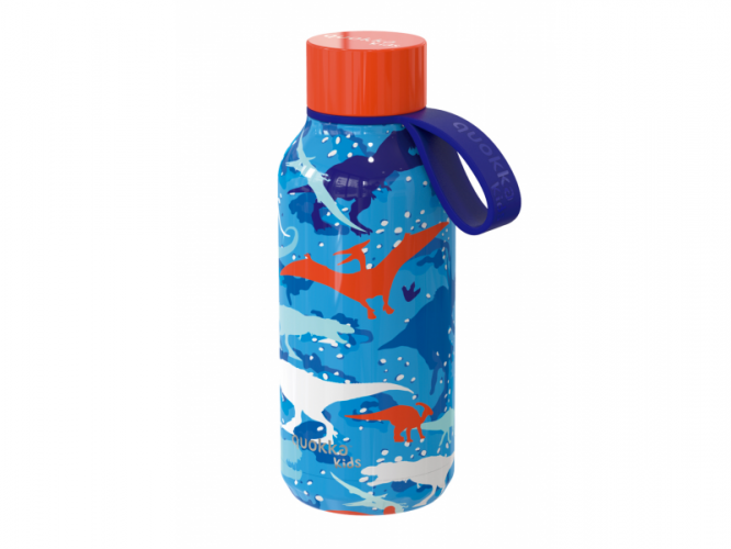 Quokka Nerezová termoláhev Solid Kids s poutkem Dinosaur 330 ml