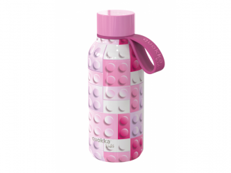 Quokka Nerezová termoláhev Solid Kids s poutkem Pink Bricks 330 ml