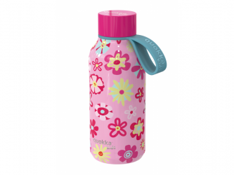 Quokka Nerezová termoláhev Solid Kids s poutkem Flowers 330 ml
