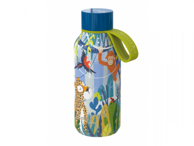 Quokka Nerezová termoláhev Solid Kids s poutkem Jungle 330 ml