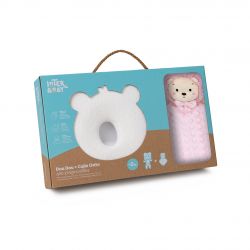 Interbaby Set Méďa - ergonomický polštářek + přítulka růžový