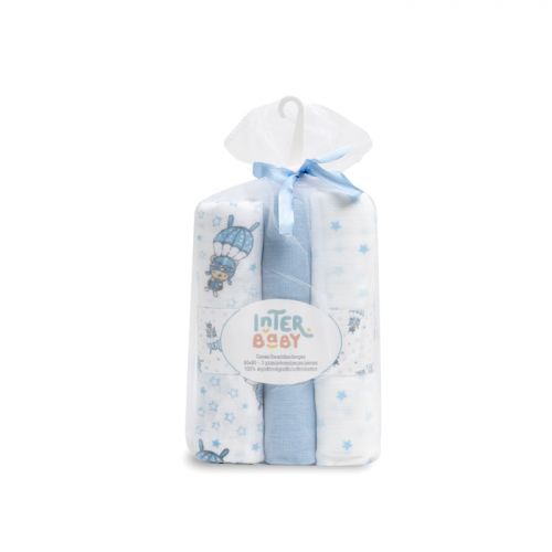 Interbaby Plenka Padák 3 kusy 80x80 cm bílomodrá