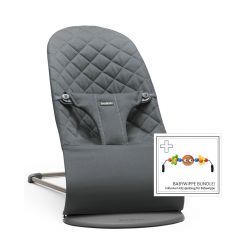 BabyBjörn Lehátko Bouncer Bliss Anthracite Classic Woven + hračka  očička Googly Eyes