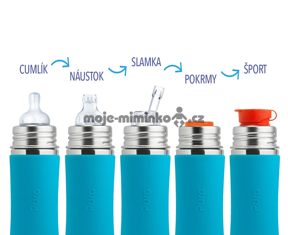 Pura Termo láhev s brčkem 260 ml růžová